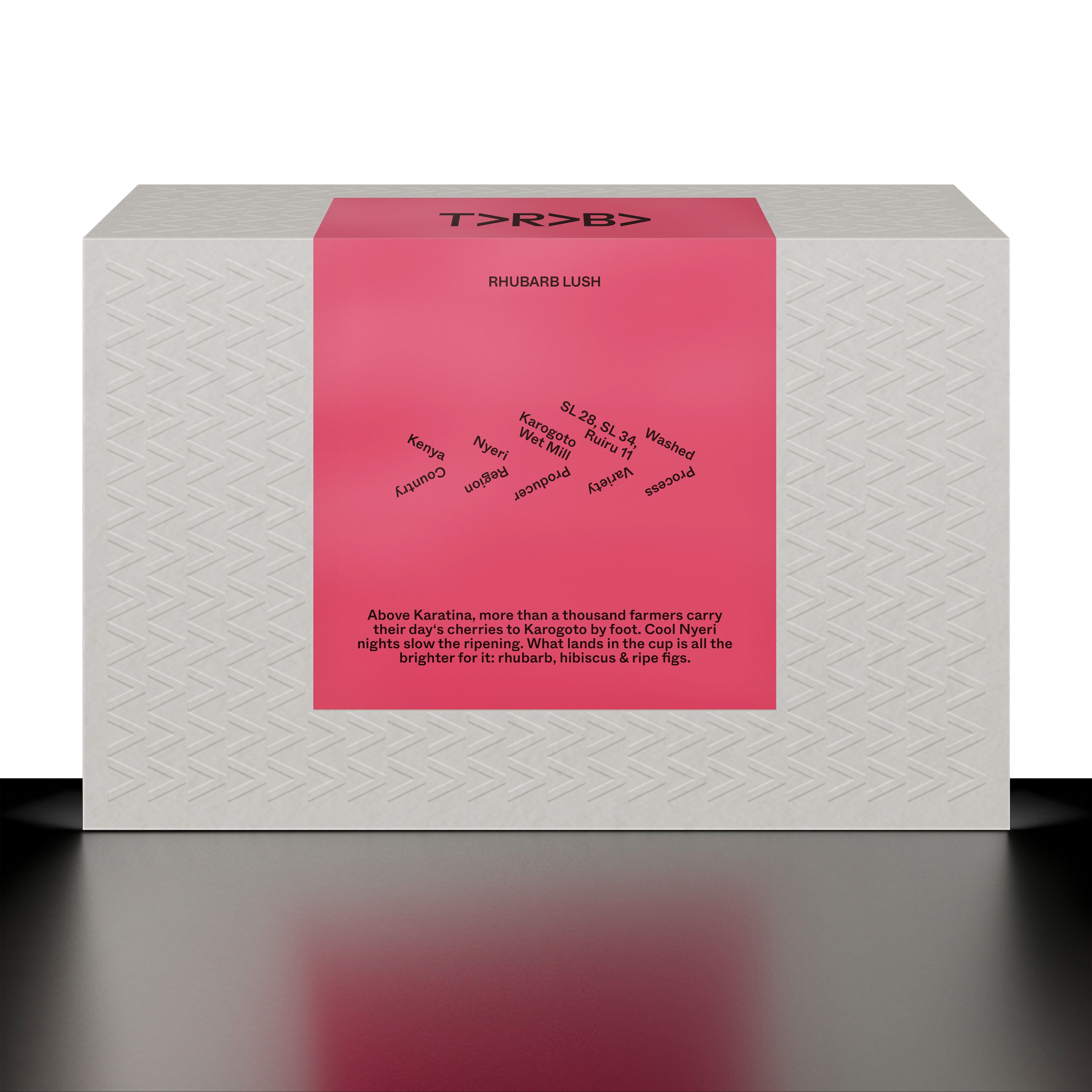 Rhubarb Lush — TARABA Kenyan single-origin coffee from Karogoto, Nyeri. Tasting notes of rhubarb, hibiscus, and ripe figs.